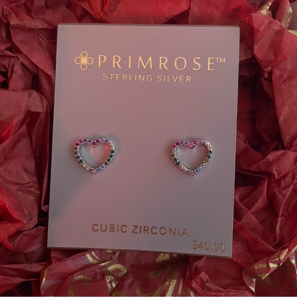Primrose Sterling Silver Multicolor Heart Earrings